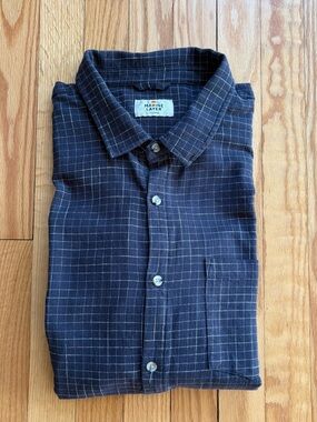 Marine Layer Men’s Long Sleeve Flannel Shirt XL Black White Checks